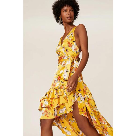 BRONX AND BANCO Women's Narciss Midi Dress Size L In Yellow - Picture 2 of 10